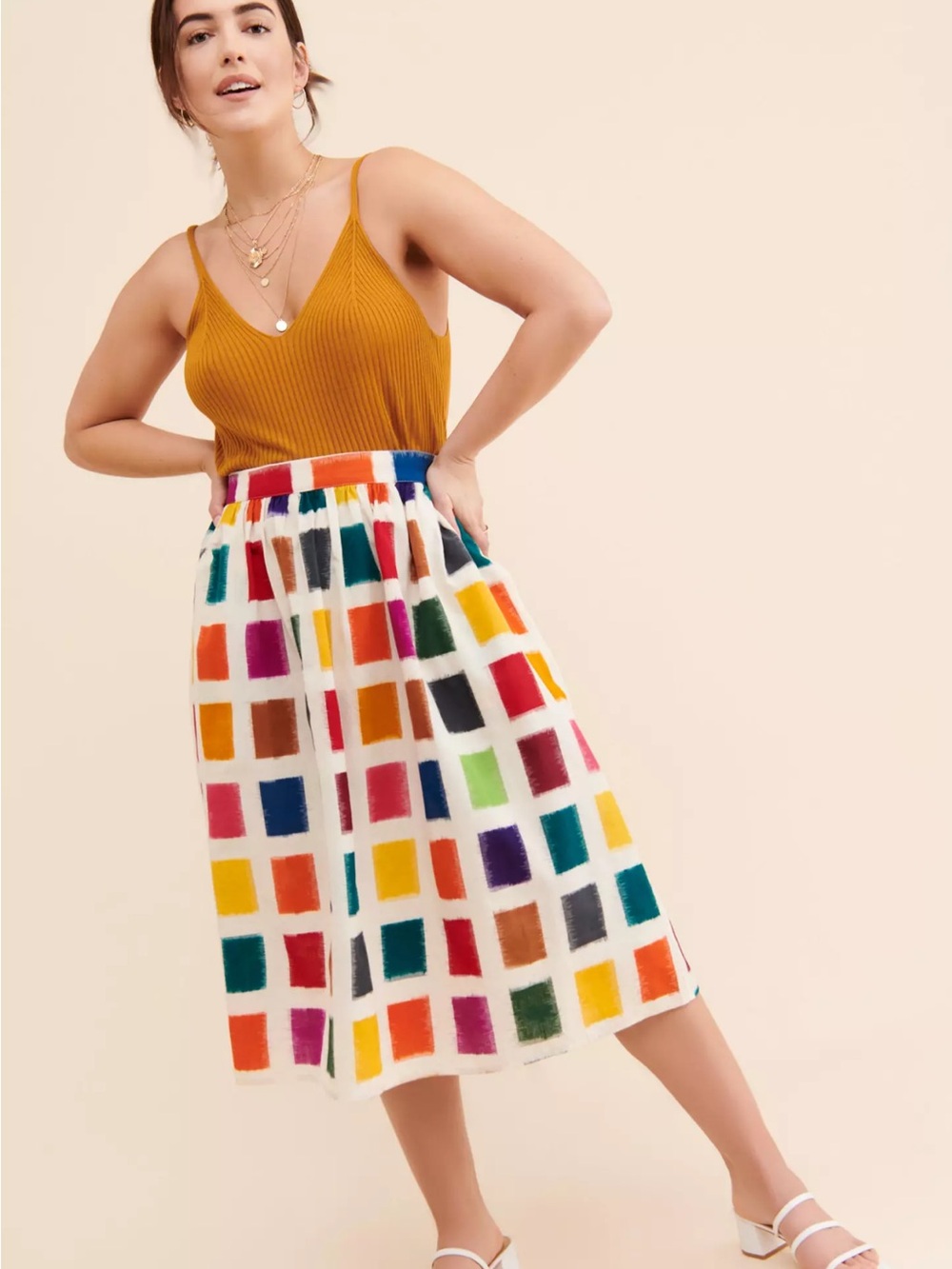 Corey Lynn Calter Anthropologie Colorblock Paint Square Midi Skirt Size S - Picture 5 of 5